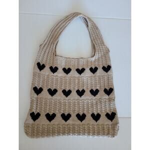 Crochet Boho Tote‎ Bag Knitted Heart-Shaped Shoulder Totebag handbag